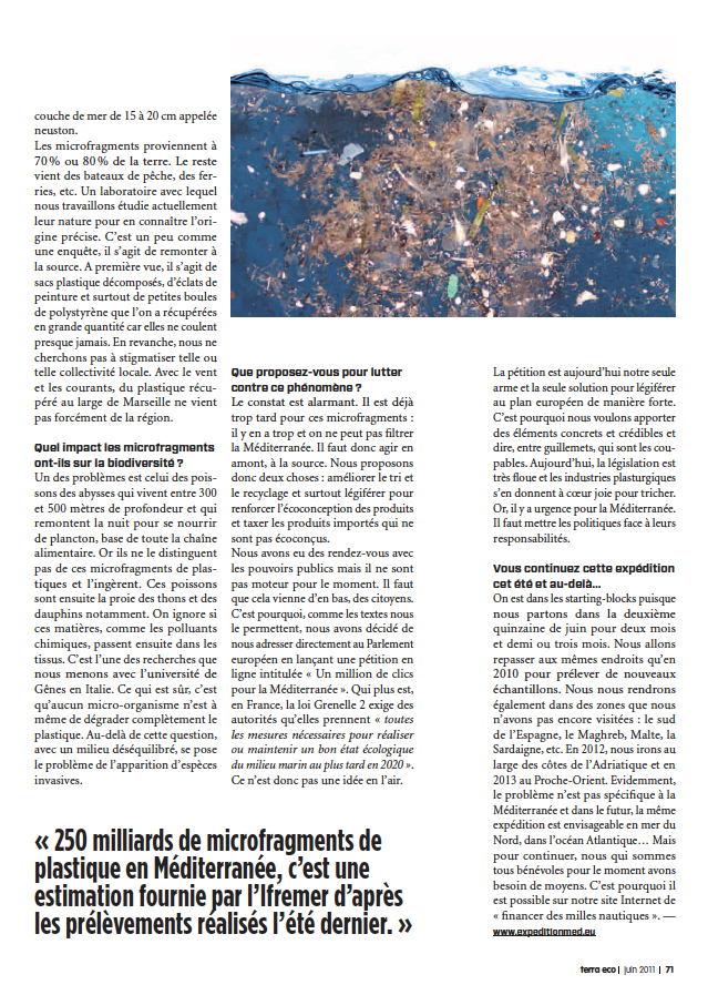 Article sur l'expédition MED dans "Terra eco"